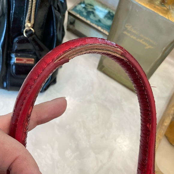 Vivienne Westwood Jasmine Red Patent Leather Handbag with Gold Glitter Detail - Picture 16 of 16